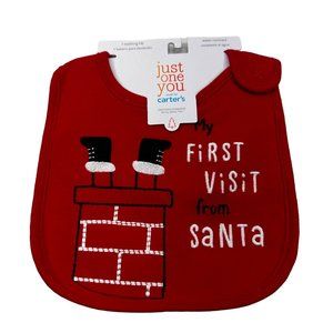 Carter's Just One You Baby Teething Bib My First Visit From Santa Red New